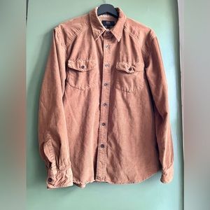 FRYE WOMENS CORDUROY TAN BROWN BUTTON UP DOWN POCKET SHIRT L LARGE